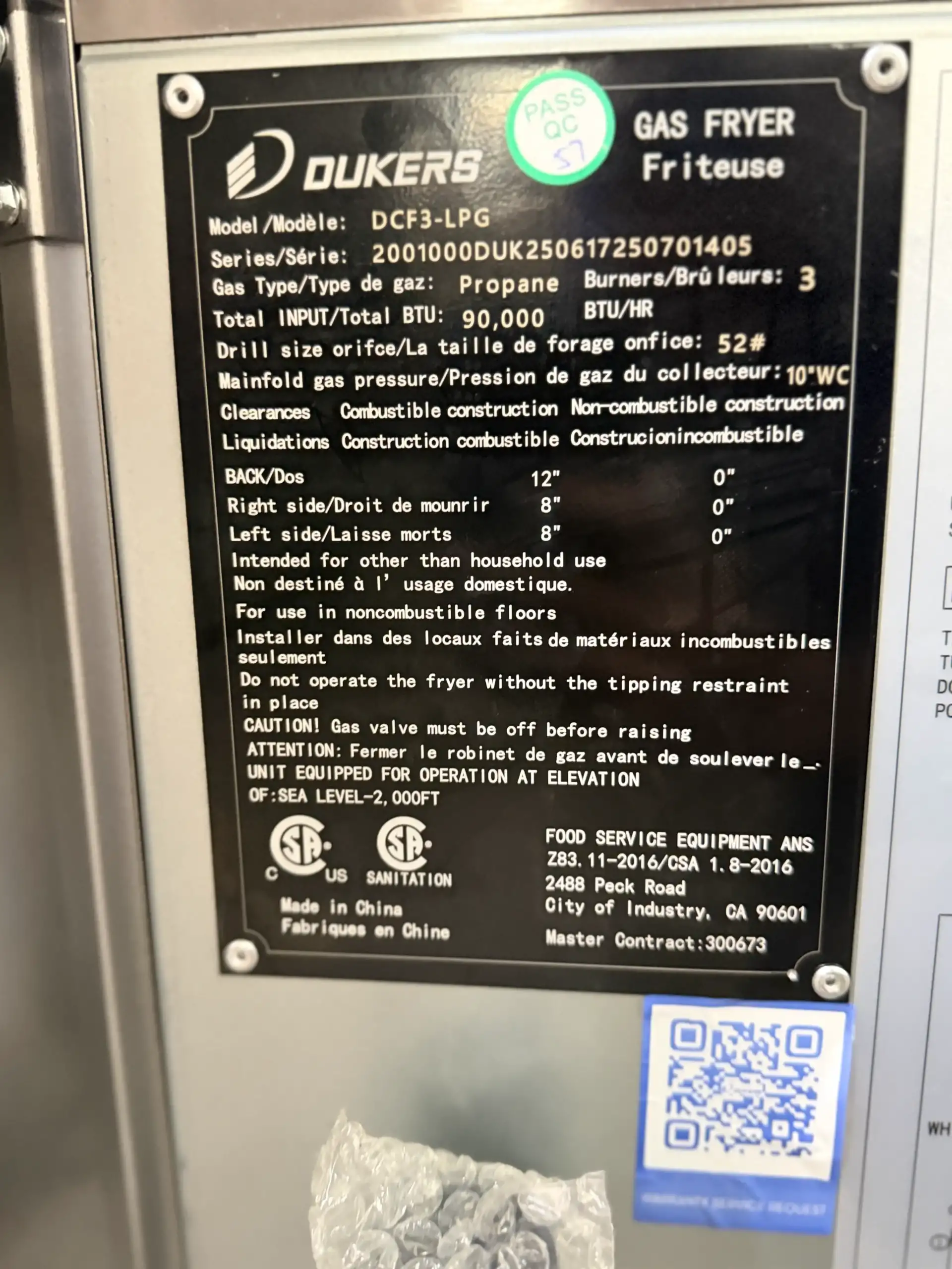 DUKERS DCF3-LPG Commercial Gas Fryer - Image 3